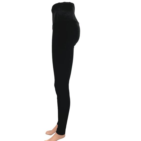 Design Lab Black Velvet Velour High Waist Stretch Ankle Cropped Pants Leggings S - Picture 2 of 6